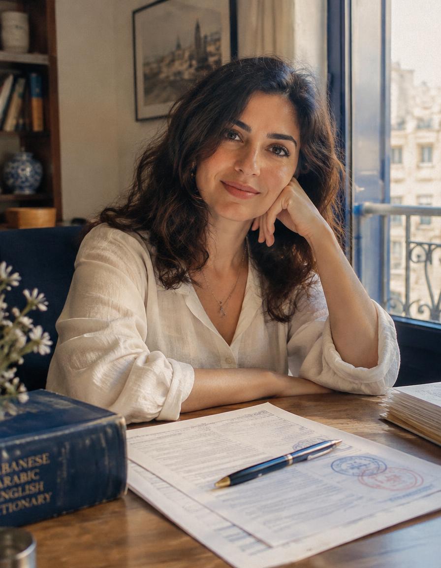 Maya Sleiman at her desk in Beirut